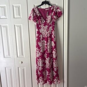 a new day Fuchsia and White Floral Maxi Dress